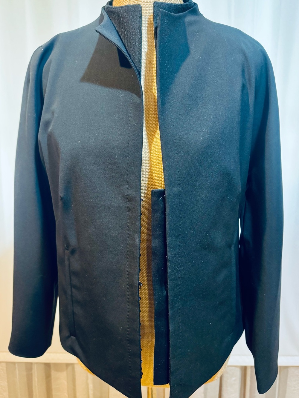 Brioni Black Lightweight Stand-Collar Jacket, Elegant style, size S/M $1295